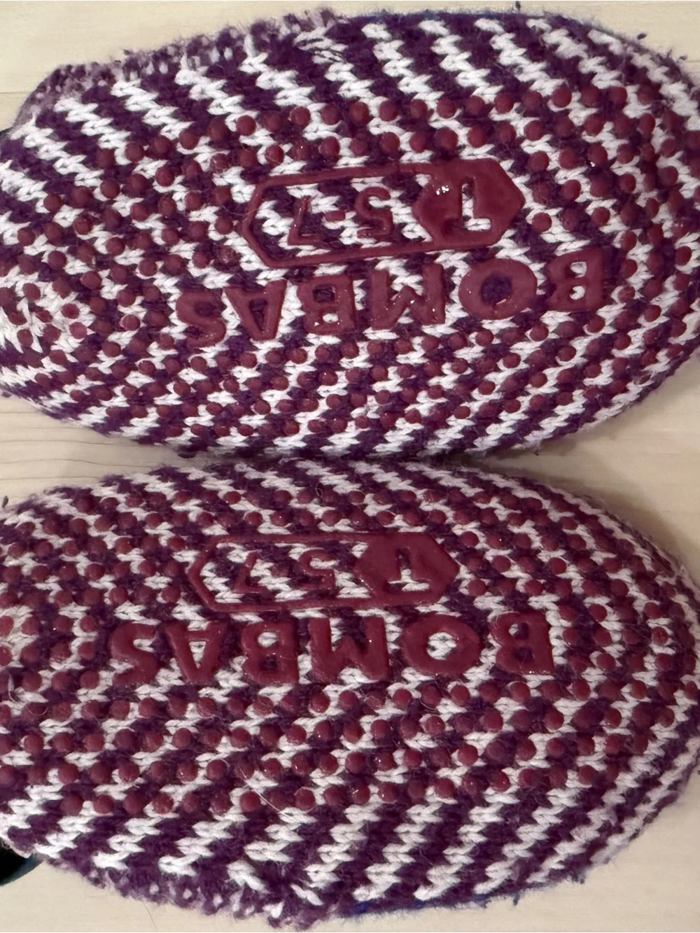 Bombas Purple and Blue Knit Gripper Slippers